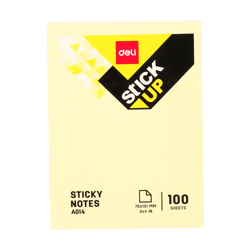 Deli Brand Sticky Notes 76×101mm 3”×4” 100 Sheets 4 Color EA01403