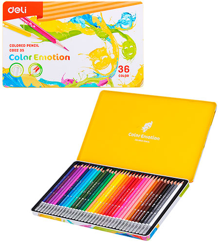 Deli Colored Pencil Smooth Rich Tin Box 36C