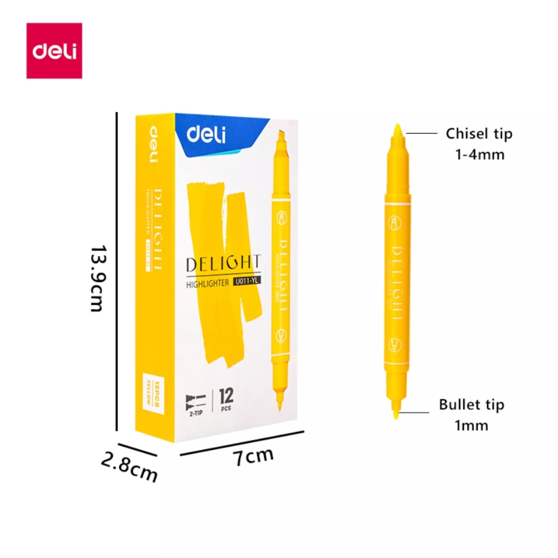 Deli Highlighter Chisel 1-4mm Model no. 011YL