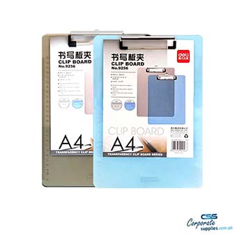 Deli Transparent Clip Board Assorted 9256