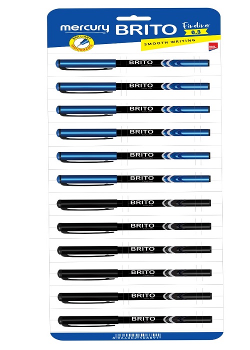 Mercury Brito Fineliner (Hang of 16 Pcs) - Blue