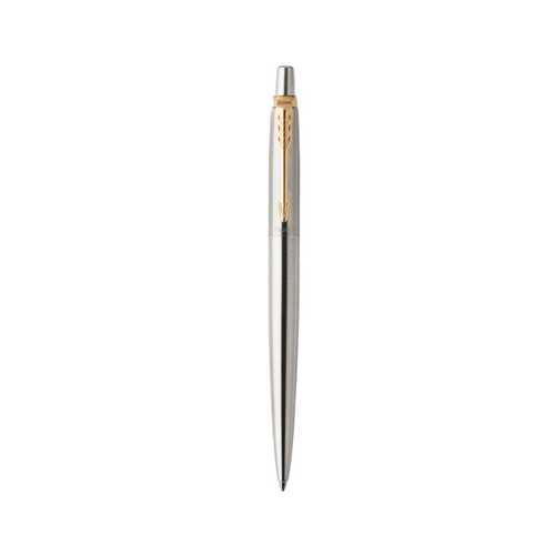 Parker Stainless Steel Jotter Blue Ballpoint Pen Golden Trim